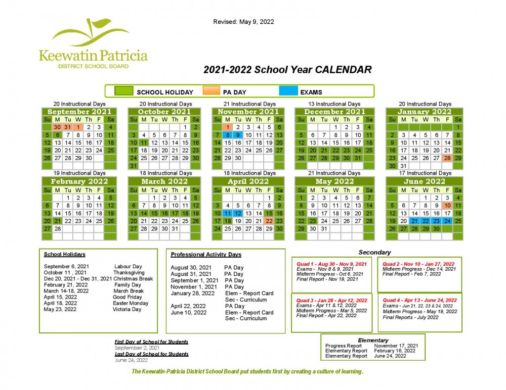 2021-22 School Year Calendar