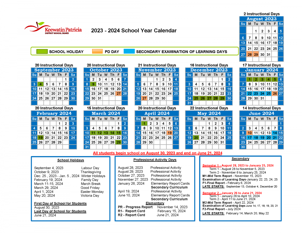 Image of 2023-2024 School year Calendar